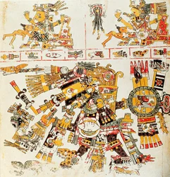 Faksimile einer Seite des Borgia-Codex, der den schwarzen Tezcatlipoca darstellt